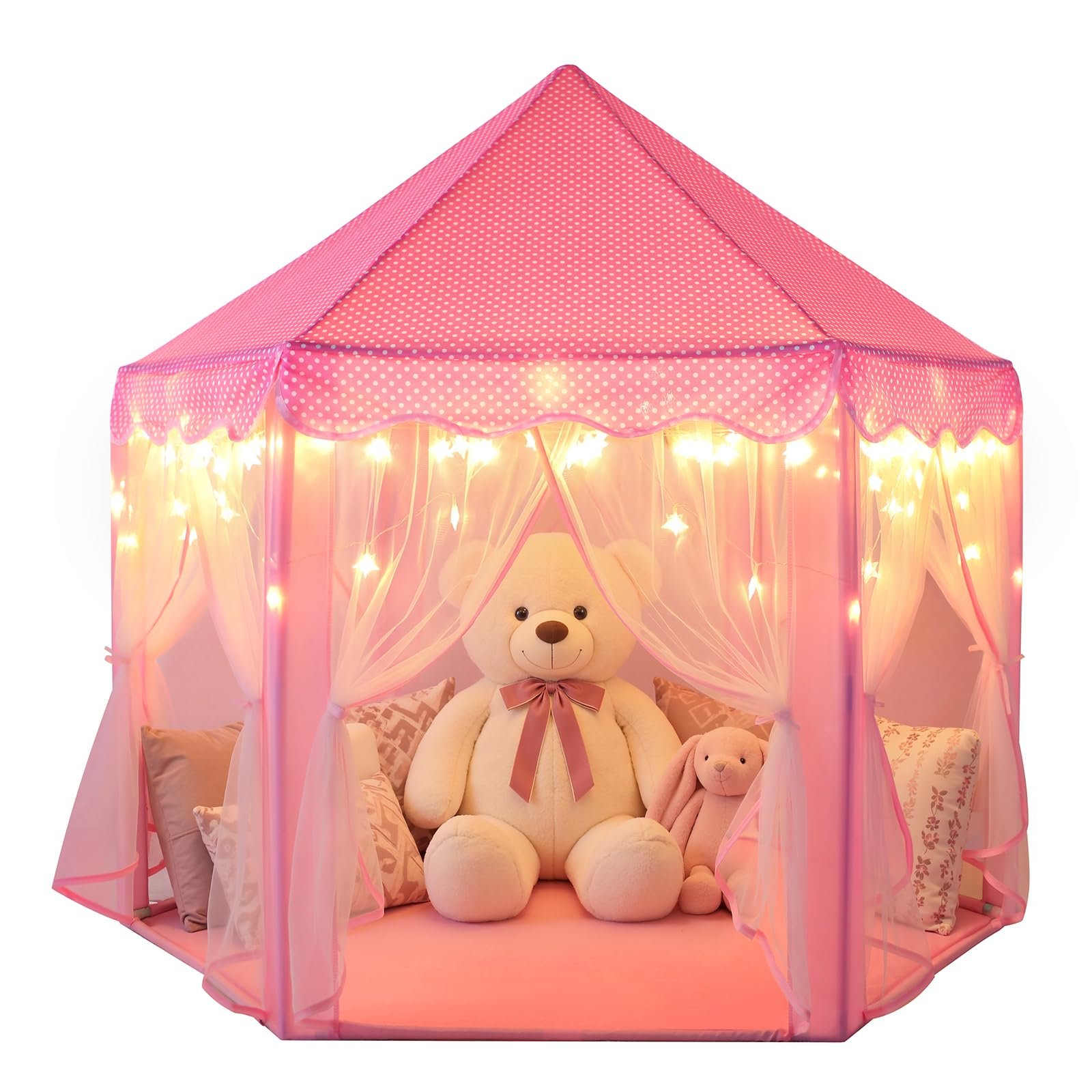 Sumbababy Princess Castle Tent for Girls Fairy Play Tents for Kids Hexagon Playh