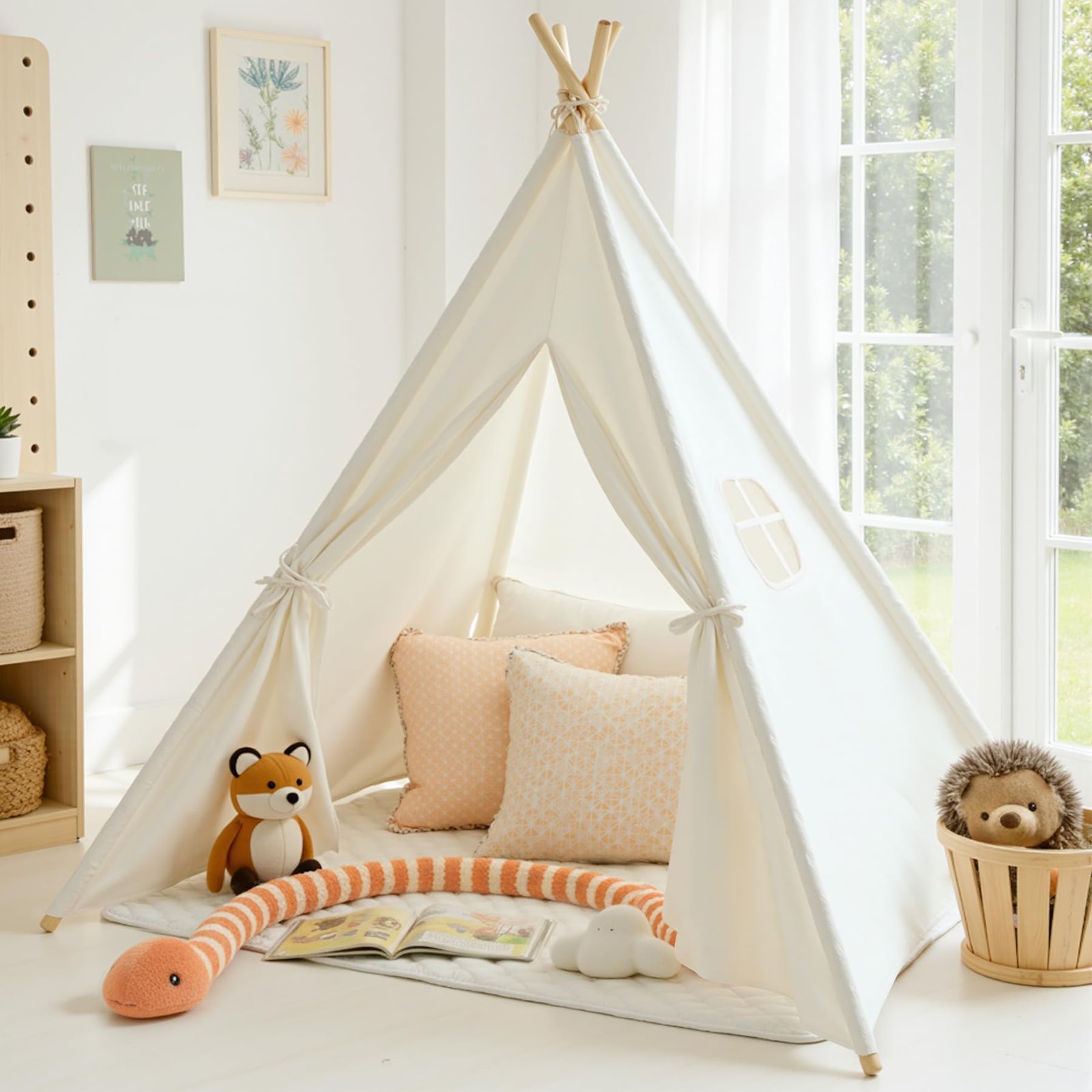Sumbababy Teepee Tent for Kids Indoor - Toddler Play Tent Washable Tipi Sleepove