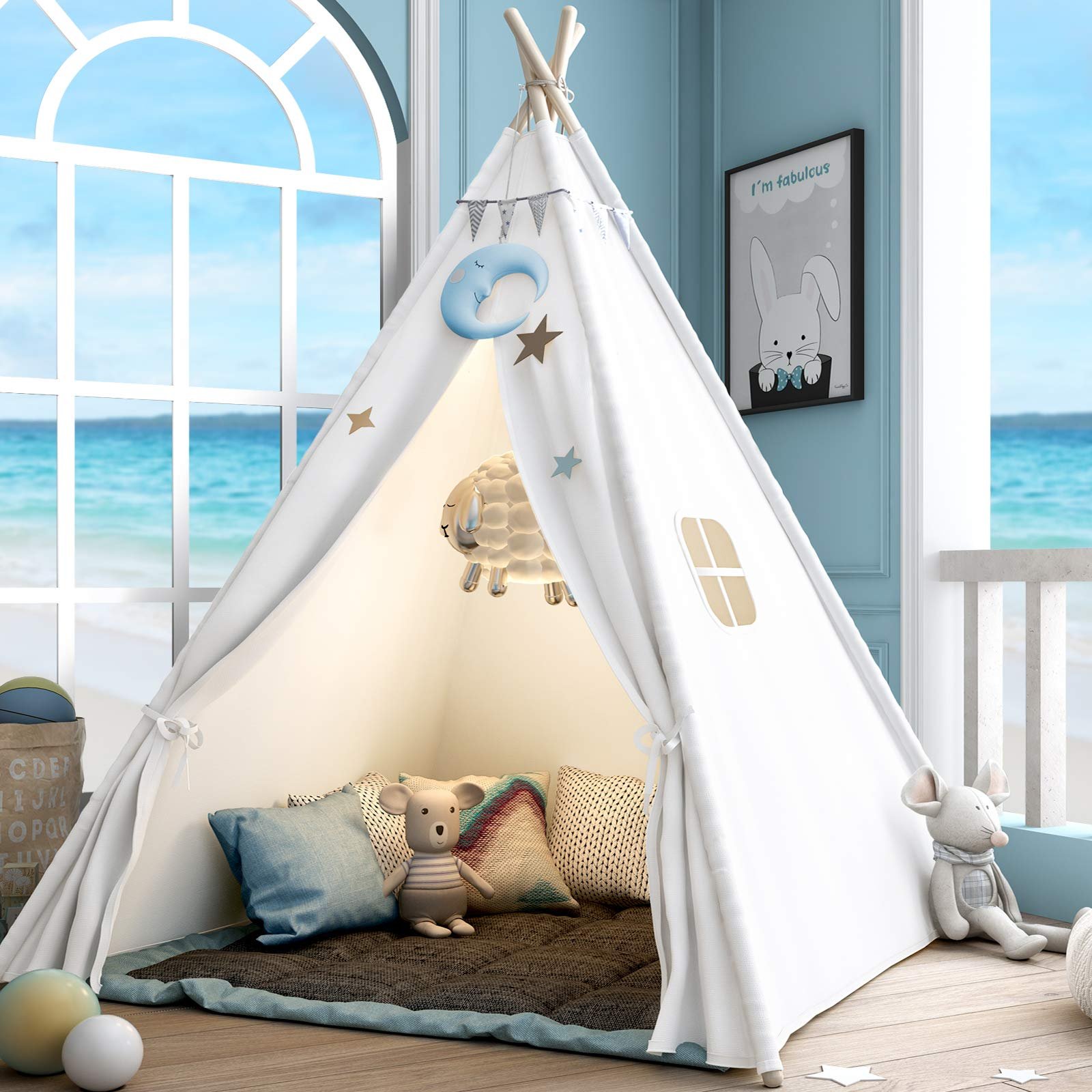 Teepee Play Tent for Kids with Carry Case, Foldable Girls Playhouse Toy Tent, Gi