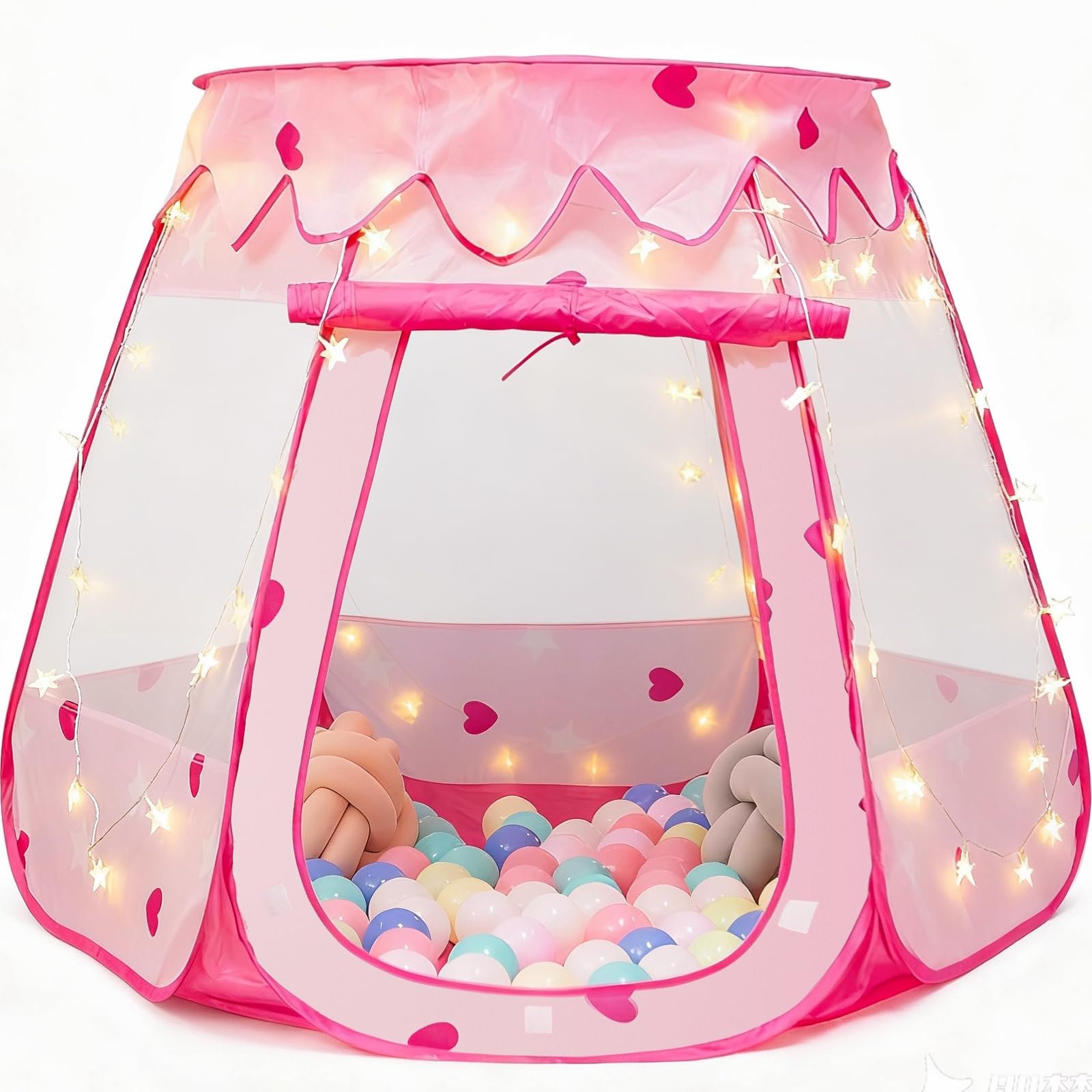 Pop Up Princess Tent with Star Light, Toys for 1 2 3 Year Old Girl Birthday Gift