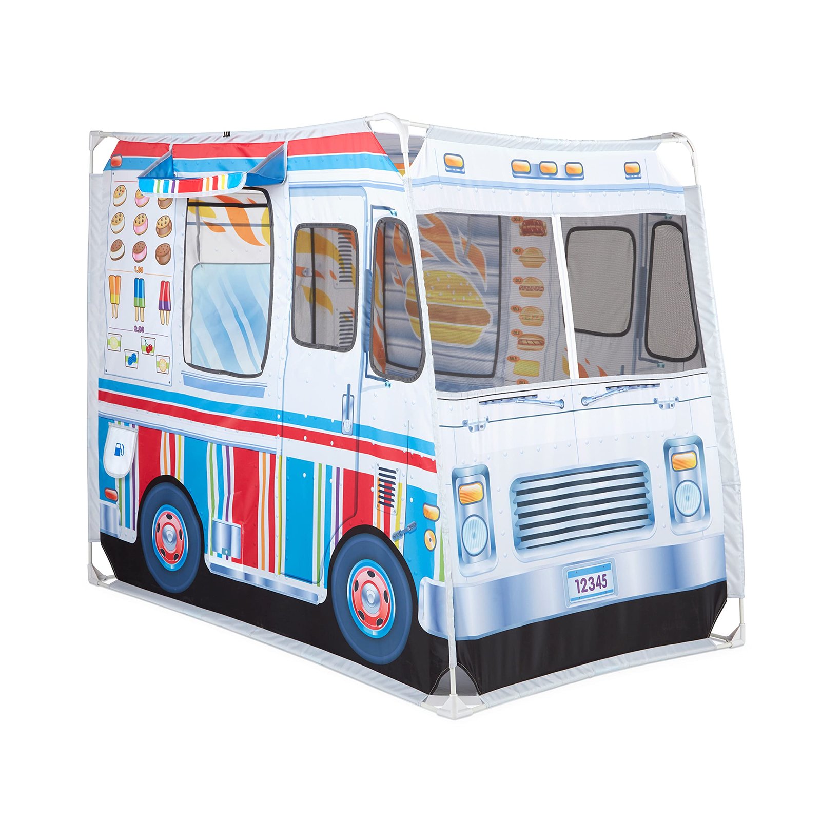 Melissa & Doug Fabric Double-Sided Food Truck Play Tent - Ice Cream and BBQ Role