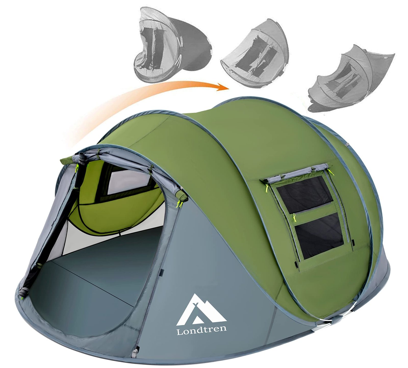4 Person Easy Pop Up Tent Waterproof Automatic Setup 2 Doors-Instant Family Tent