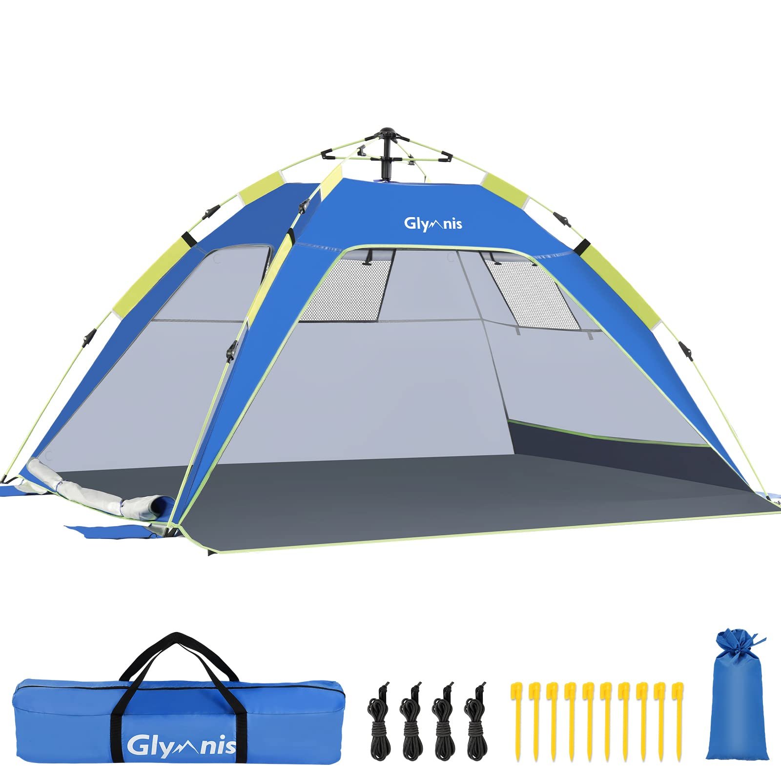 Glymnis Pop Up Beach Tent Sun Shade Shelter for 3-4 Person with UPF 50+, Lightwe
