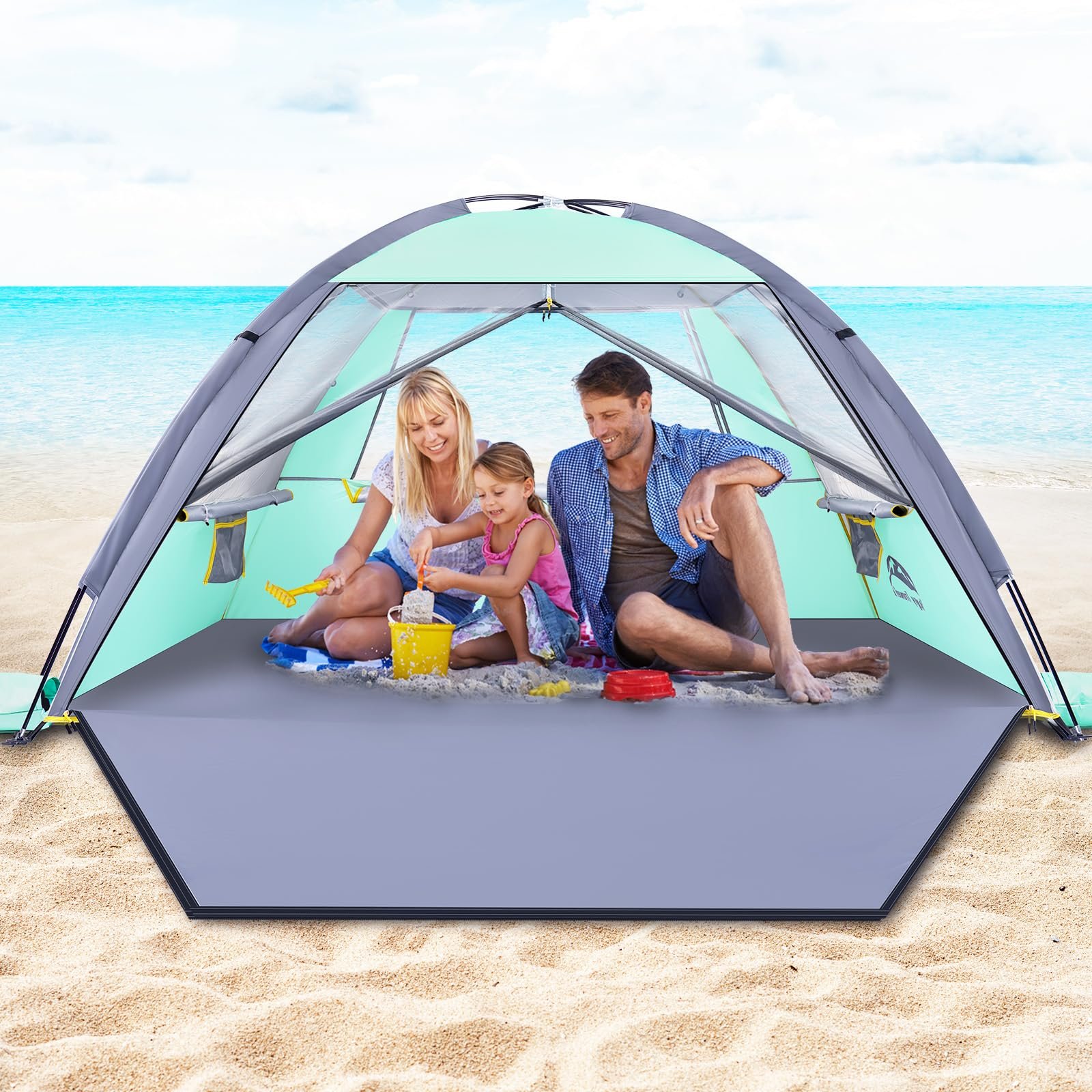 Happy Travel Beach Tent, UPF 50+ UV Protection Sun Shade Shelter for 3/4/5/6/7/8