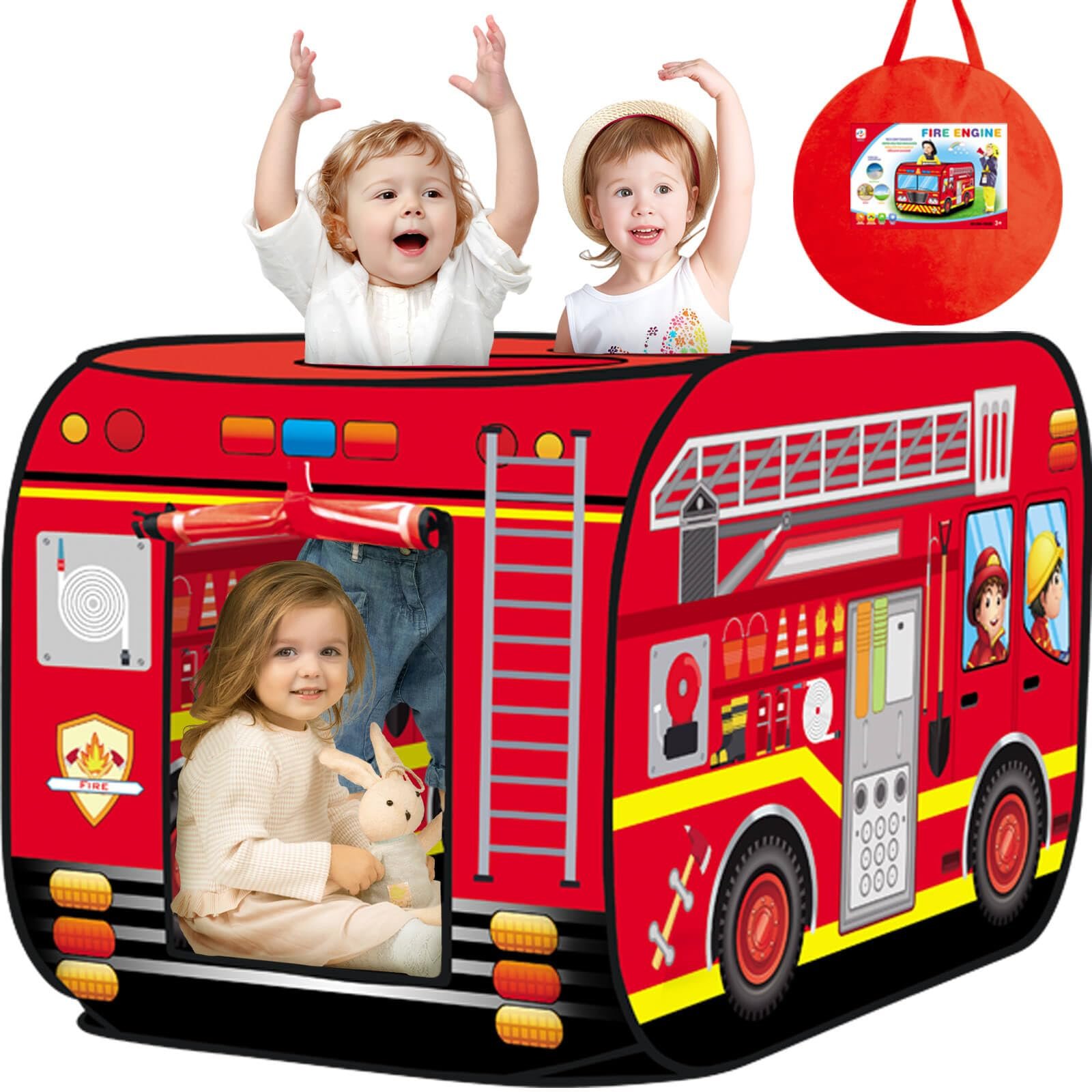Pop Up Play Tent for Kids Aged 3-5 Years Old Boys and Girls : Fire Truck Tent Pl
