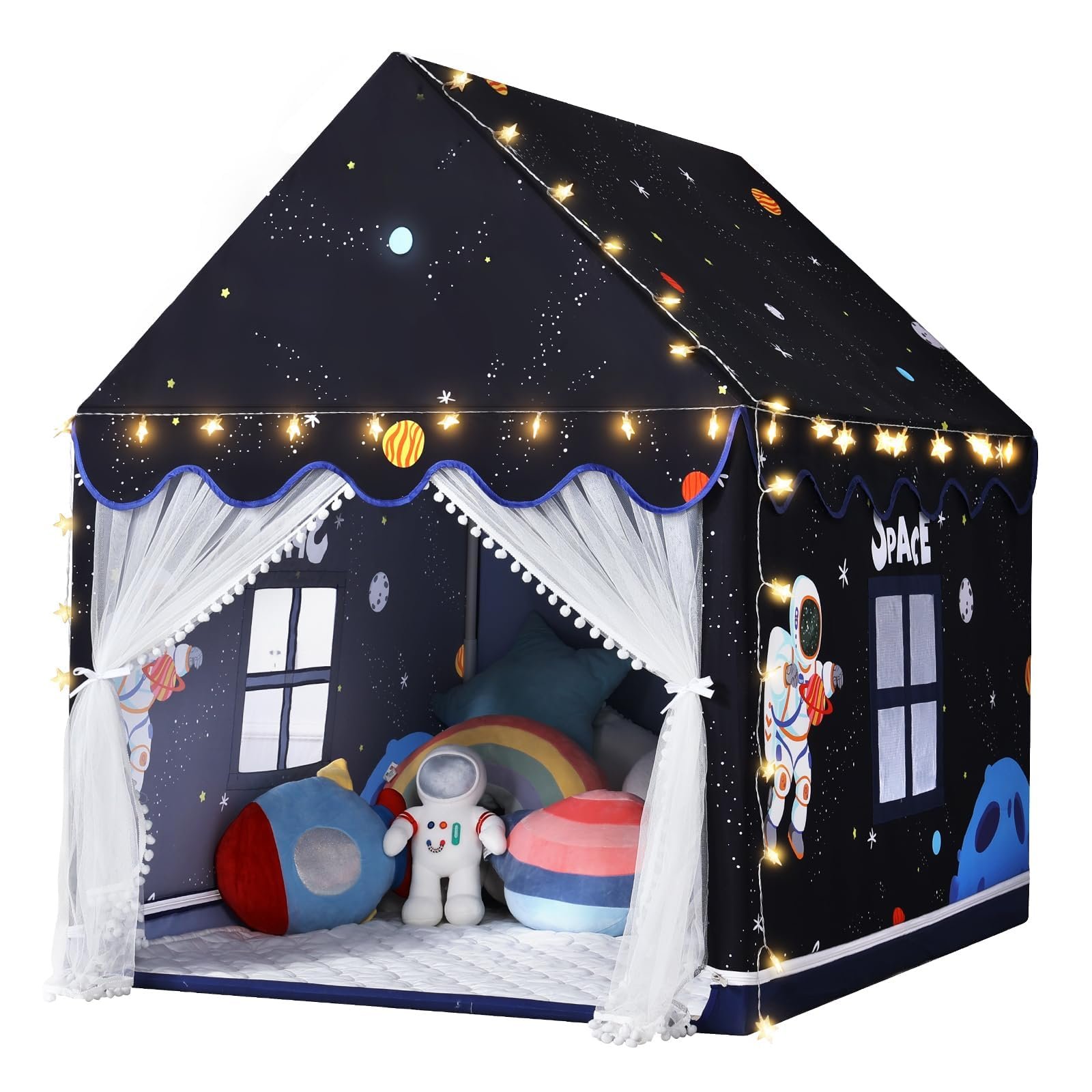 Wilwolfer Space Kids Tent Indoor: with Mat, Star Lights - Kids Play Tent Space T
