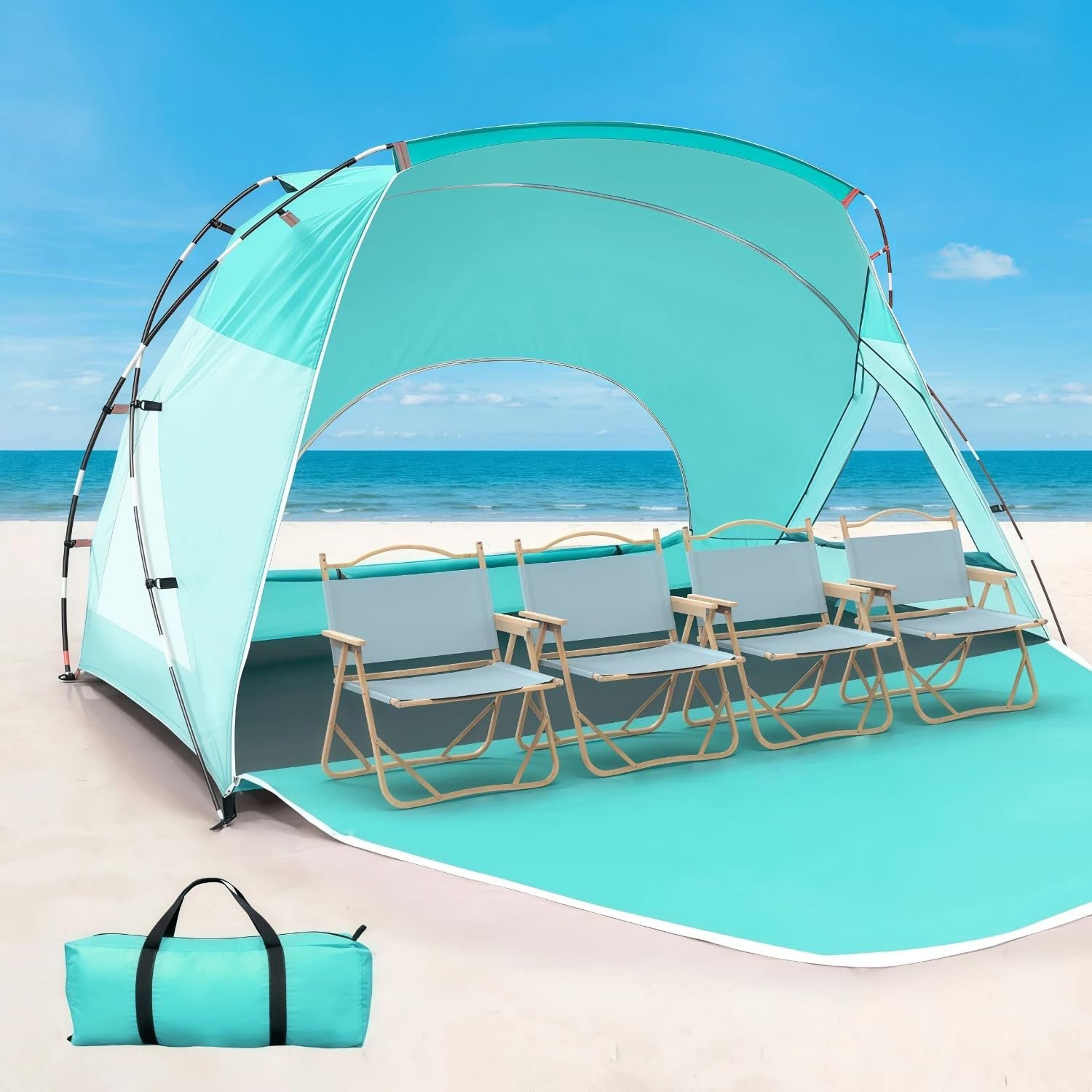 Beach Tent, Portable Sun Shelter for 2/3/4/6-8 Person with UPF 50+ UV Protection