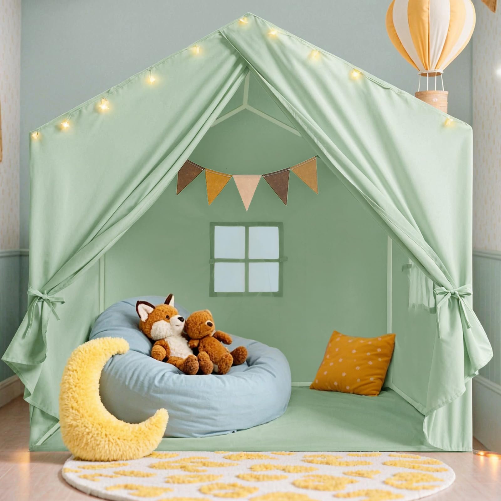 Kids Tent, Play Tent with Star Lights, Large Play Tents with 2 Windows, Kids Pla