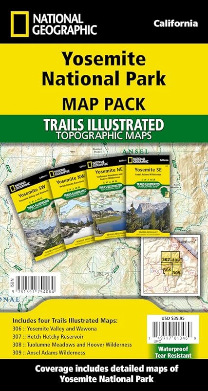 National Geographic Yosemite National Park Trails Illustrated Map Pack
