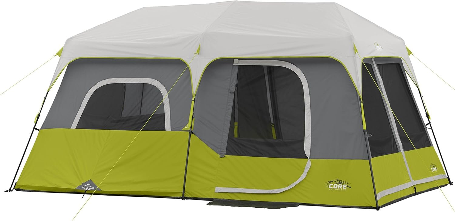 Core 9 Person Instant Cabin Tent: Spacious 14'x9' Green Tent for Quick