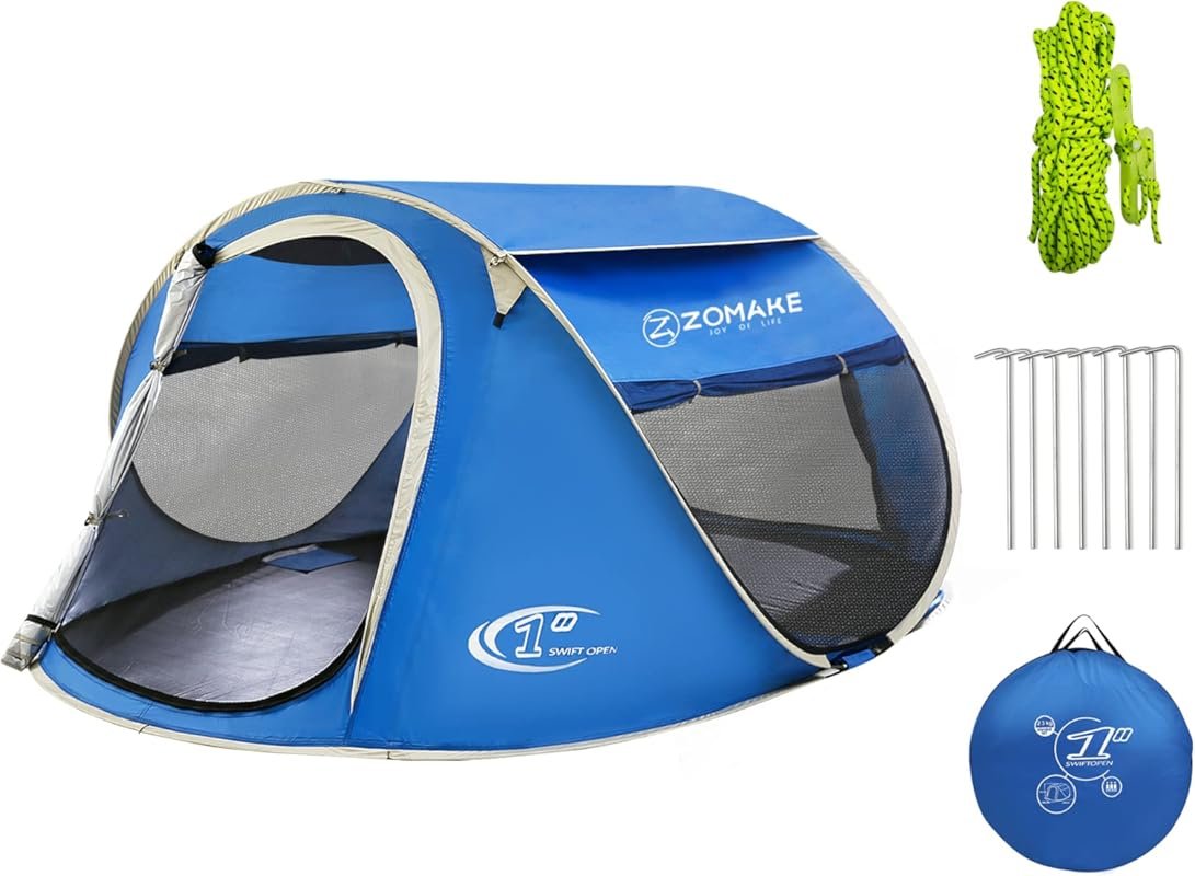 ZOMAKE 2-4 Person Easy Automatic Pop-Up Camping Tent, Waterproof and I