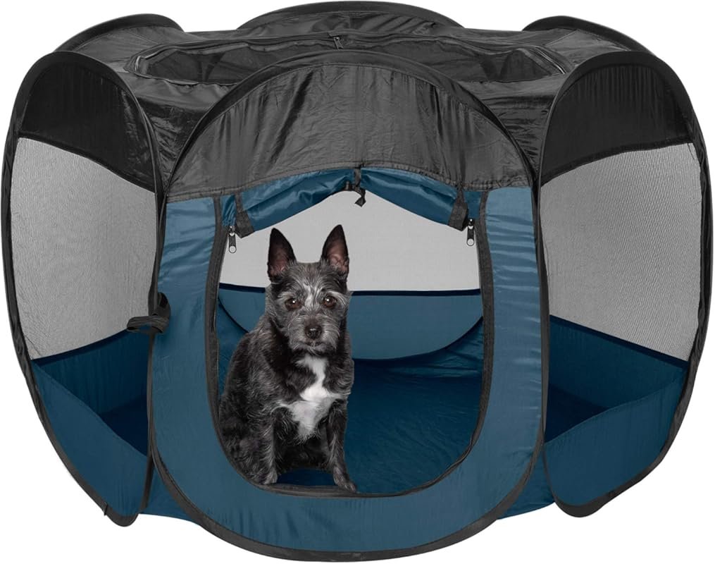 Furhaven Portable Dog Playpen Cat Tent - Foldable Indoor/Outdoor Zippe