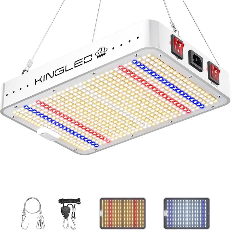 KingLED KP1500 Full Spectrum Grow Light: Dual Veg/Bloom Modes for Indo