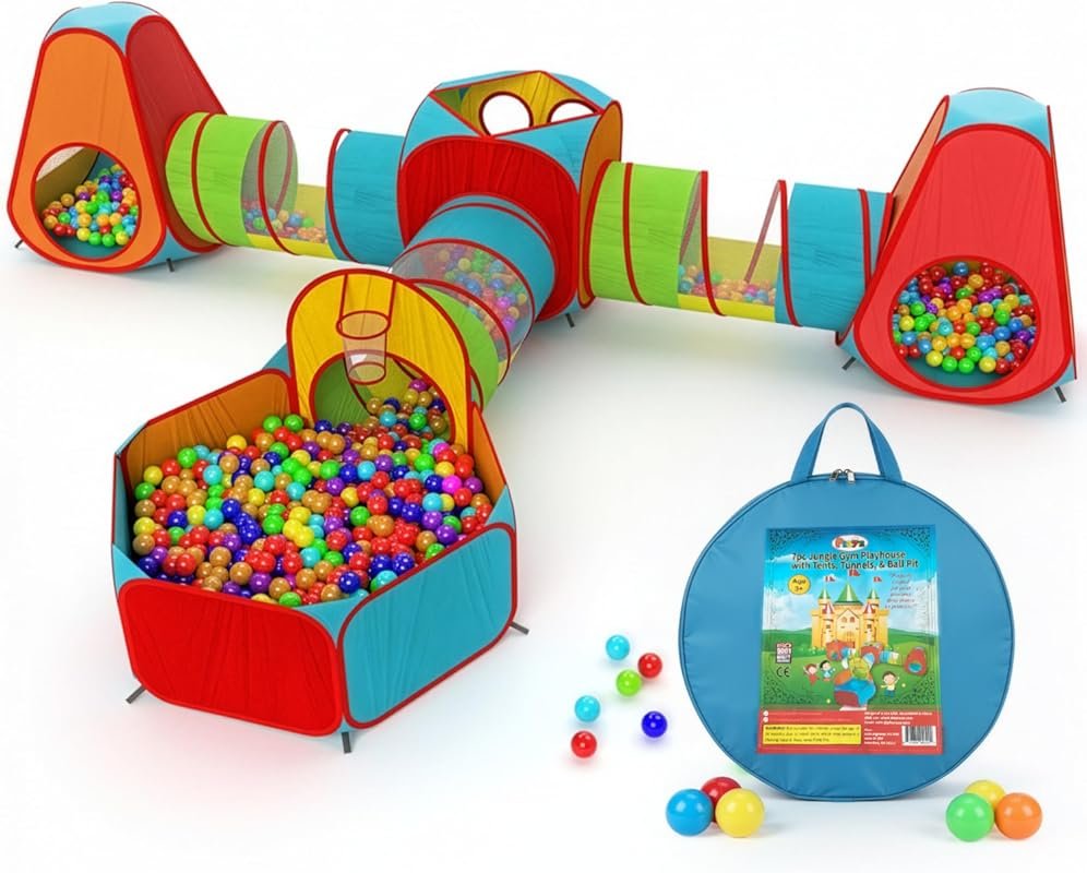 Playz Ball Pit, Tent & Tunnels for Kids: Perfect Toddler Gift & Portab