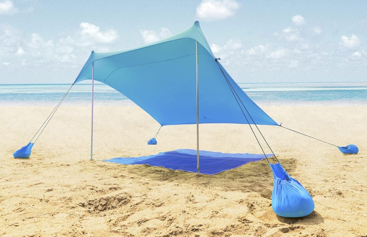 ALPHA CAMP Beach Tent Canopy: Portable 7x7 FT Sun Shelter with Sandbag