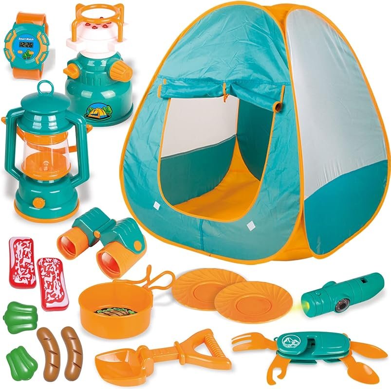 ALROMP Kids Pop Up Play Tent with Camping Gear and Outdoor Toys Set fo