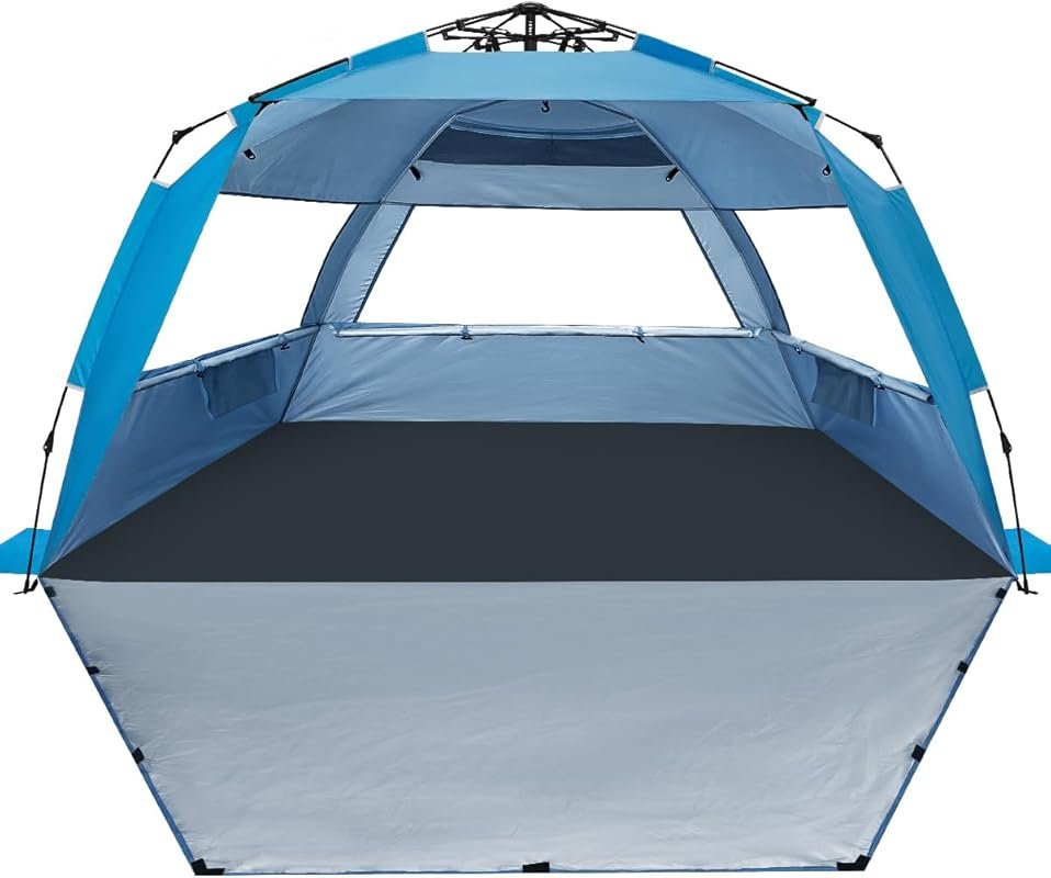 WhiteFang Deluxe XL Beach Tent: UPF Sun Shade Shelter for 3-4, Extenda