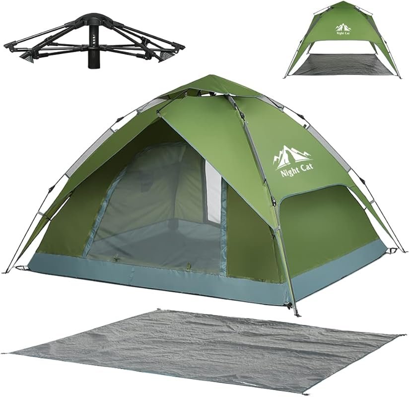 Night Cat 2-3 Person Instant Waterproof Camping Tent with Footprint an