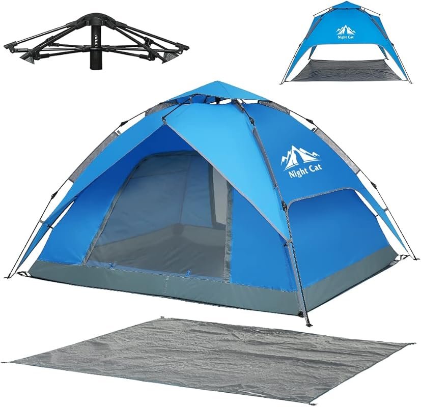 Night Cat 2-3 Person Instant Popup Tent: Easy Automatic Setup, Waterpr