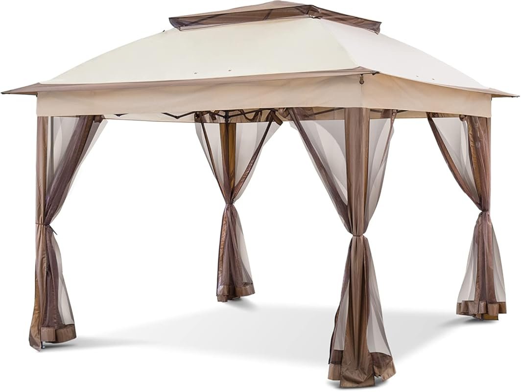 COOS BAY 11x11ft Pop Up Gazebo with Mesh Netting, Water Resistant, UPF