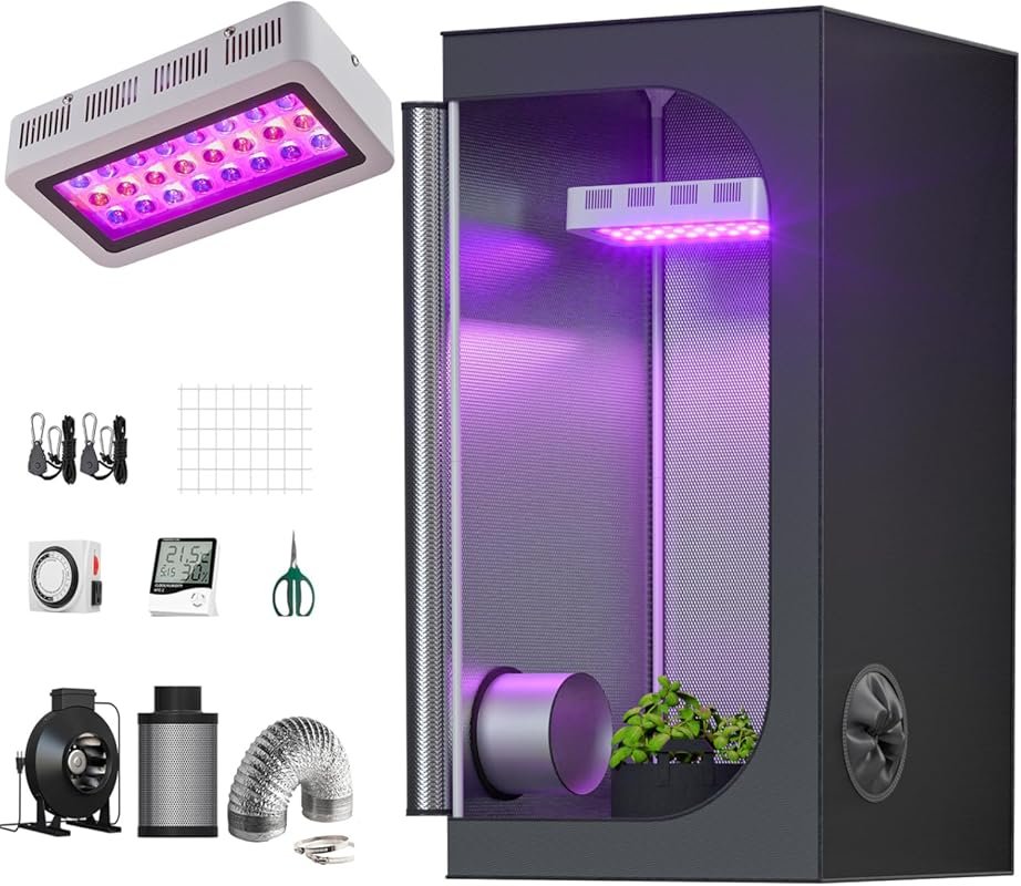 300W LED Hydroponics Grow Tent Complete Kit 32