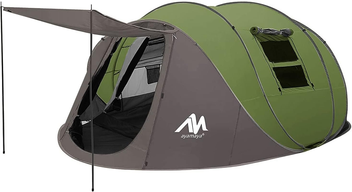 AYAMAYA 6 Person Easy Pop Up Camping Tent: Double Layer, Waterproof, A