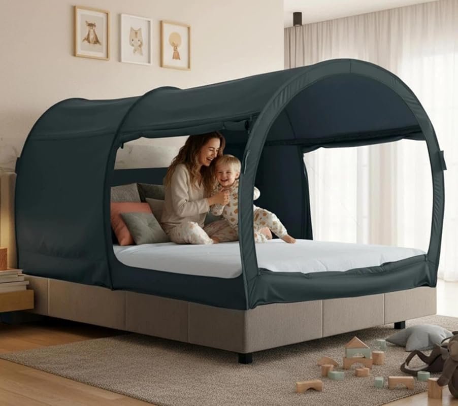 Leedor Twin Bed Tent: Dark Gray Pop-Up Privacy Shelter for a Cozy Indo