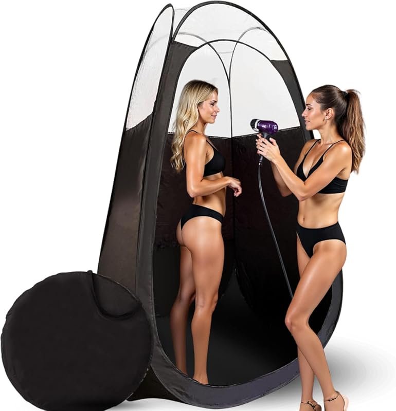 Large Deluxe Spray Tan Tent: Portable Pop Up Booth with Clear Window,