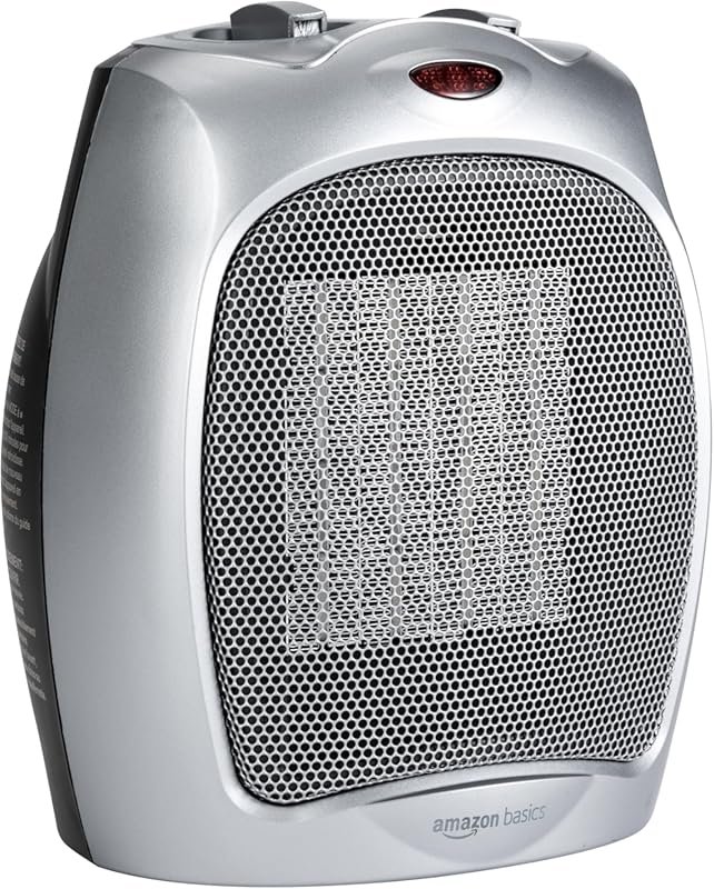 Amazon Basics Ceramic Space Heater, 1500W Fast Heating, Thermostat, Sa