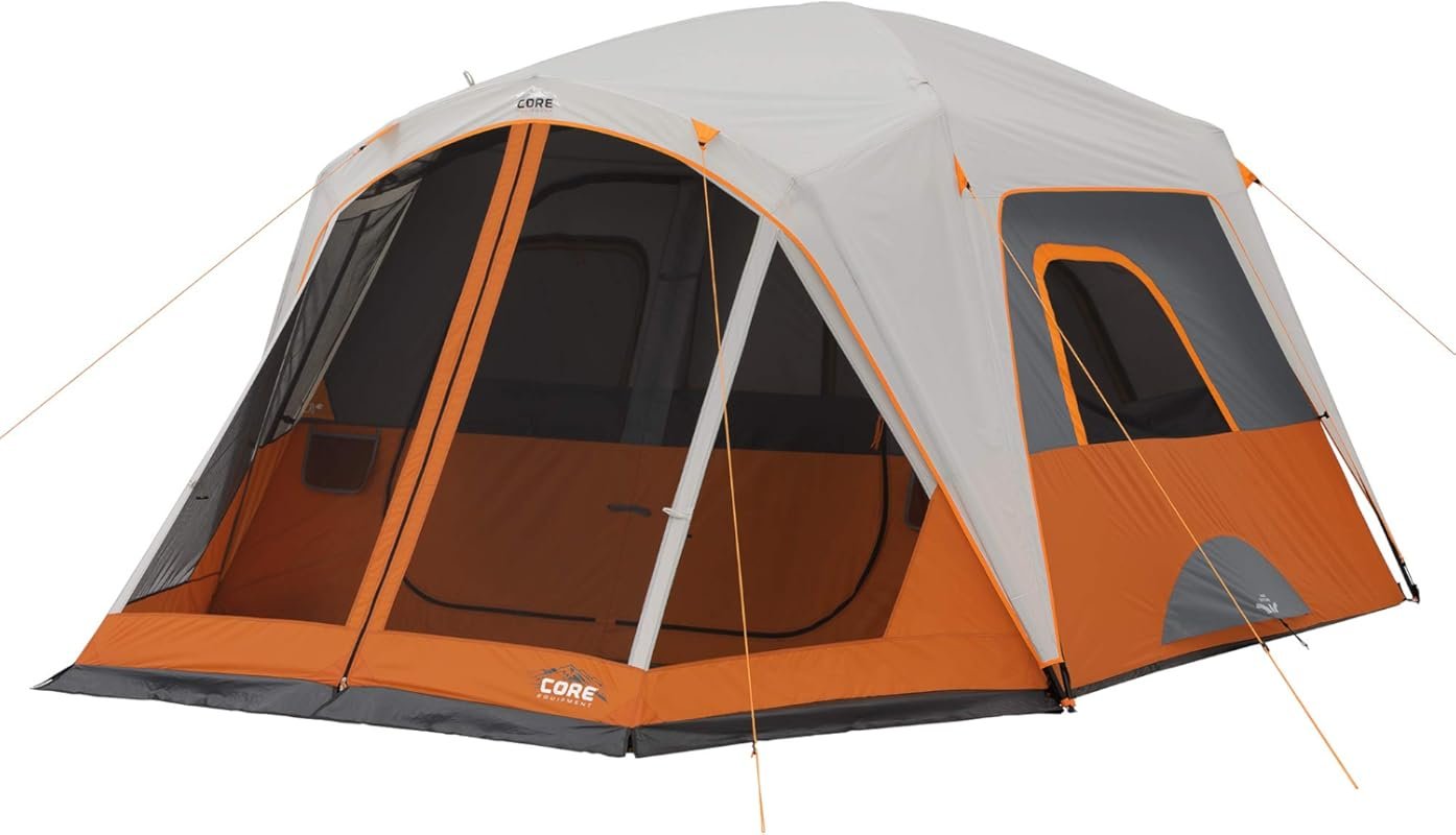 CORE Family Camping Tent for 4 & 6 People, Portable with Carry Bag and