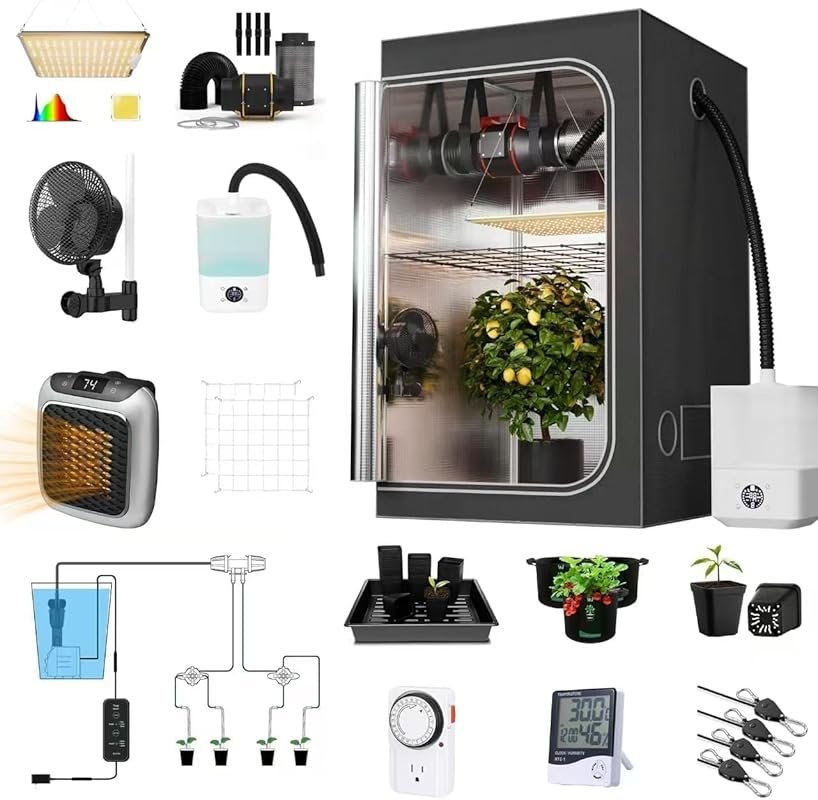 32X32 Integrated Grow Tent Complete Kit with S1000 LED Light, 4