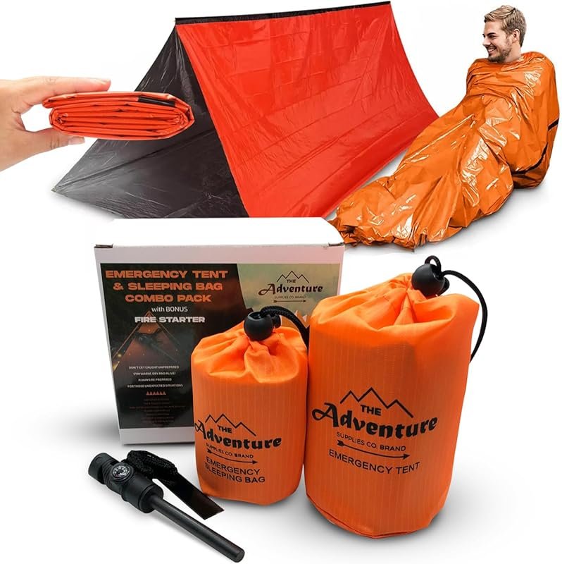 Adventure Supply Co. Survival Tent Kit: Bivy Sack, Sleeping Bag, Fire 