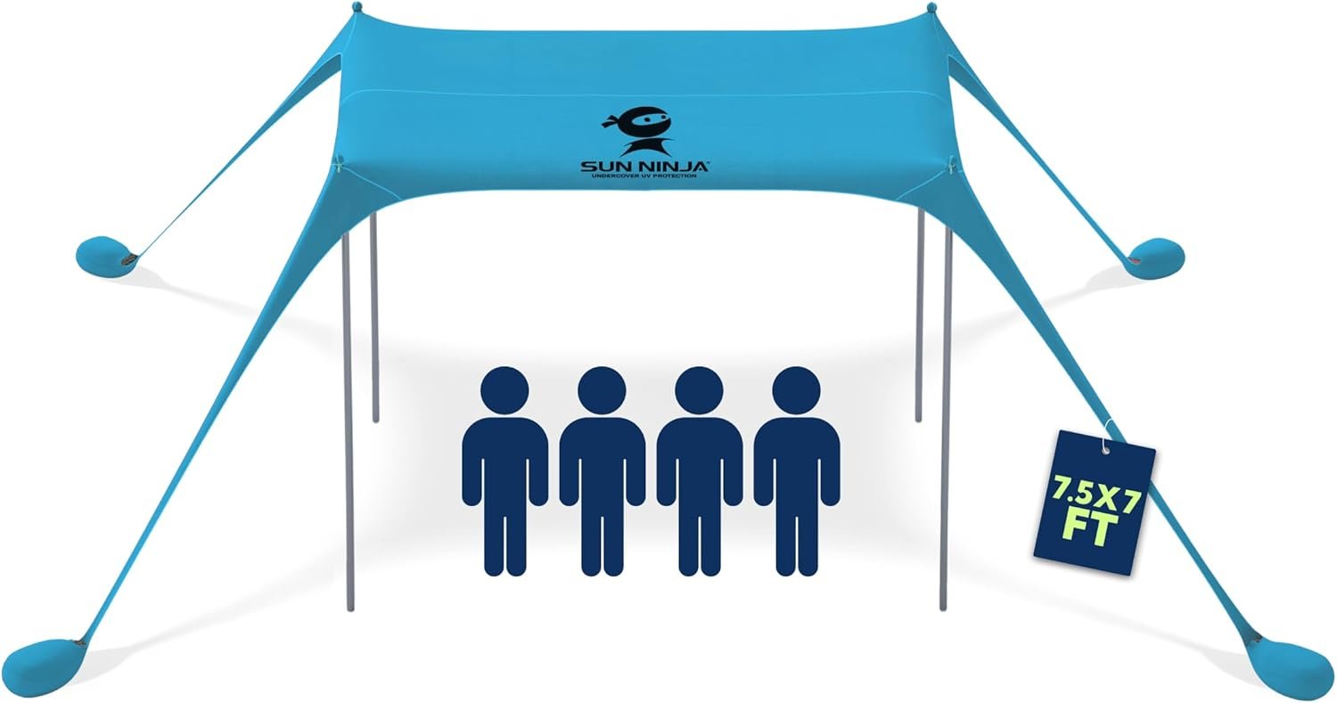 Sun Ninja Easy Pop Up Beach Tent Sun Shelter with UPF50+, Portable Out