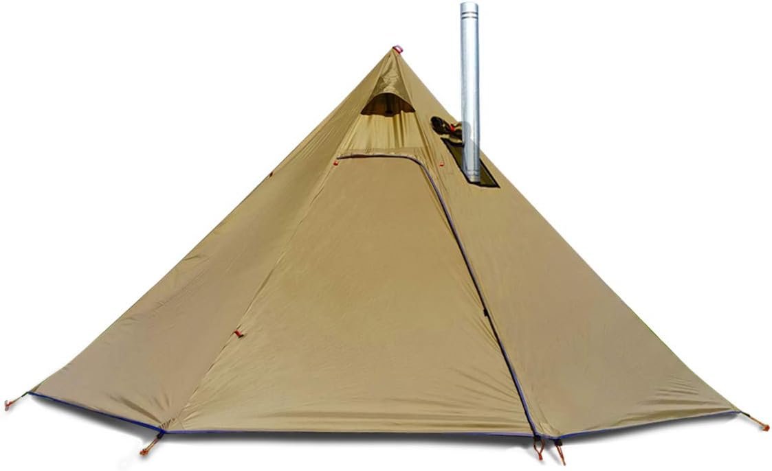 Lightweight Tipi Hot Tent: 4 Person, 5lb Teepee Tent with Stove Jack &