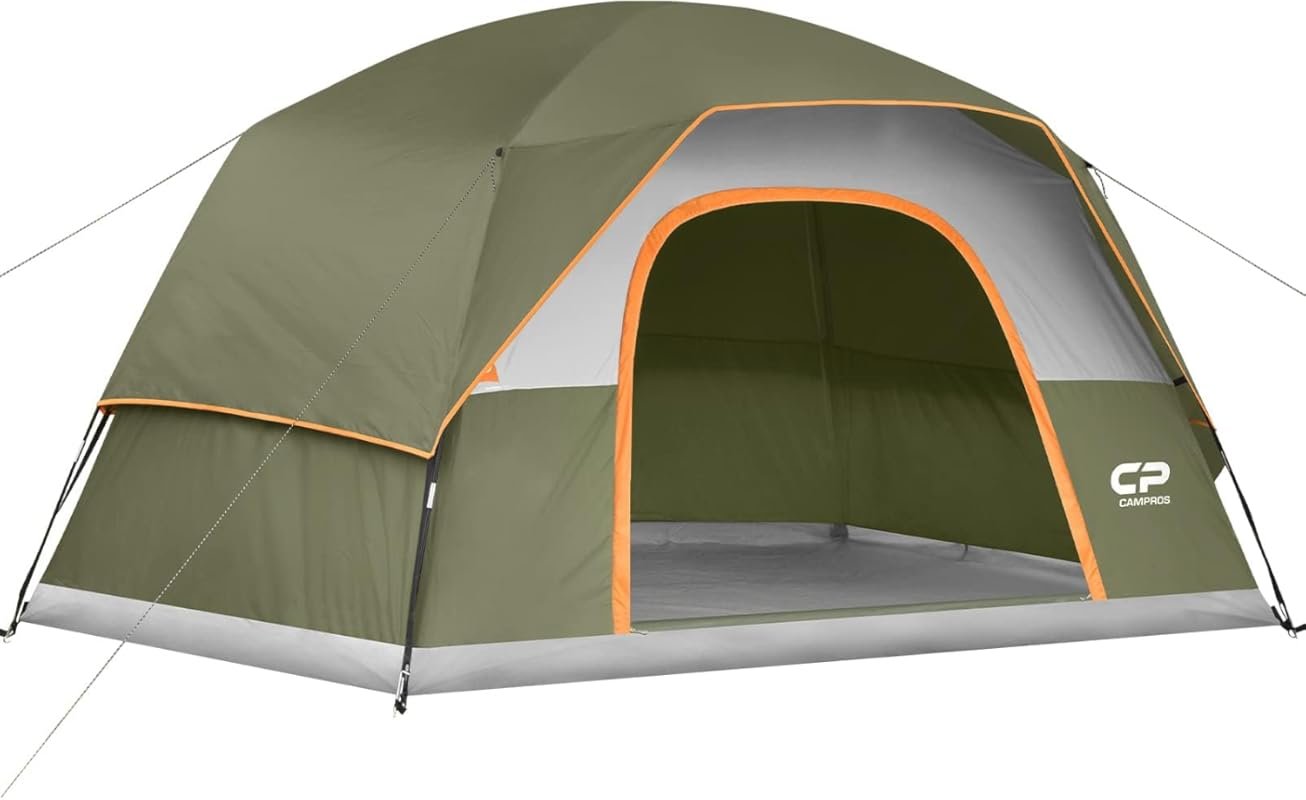 6 Person Waterproof Windproof Double Layer Family Dome Camping Tent, E