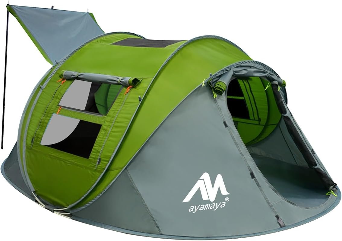 AYAMAYA 4 Person Pop Up Camping Tent, Waterproof, Easy Setup with Skyl
