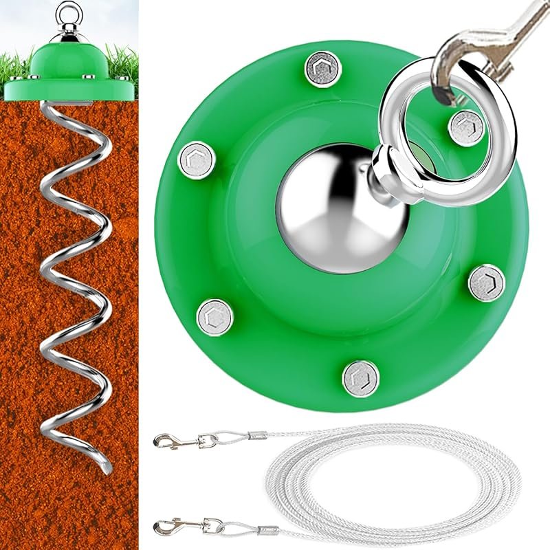 Eurmax USA 360° Swivel Pet Dog Tie Out Stake with 17FT Cable: Heavy Du