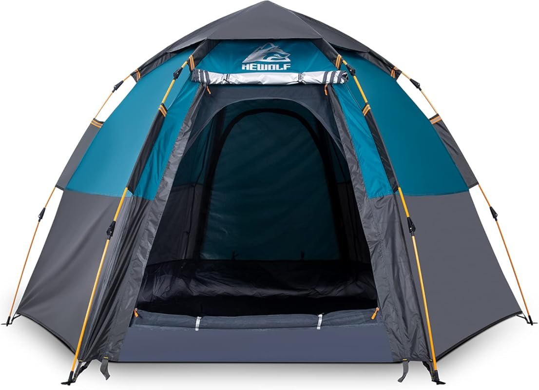 Hewolf 2/3/4 Person Waterproof Instant Dome Camping Tent with Double L