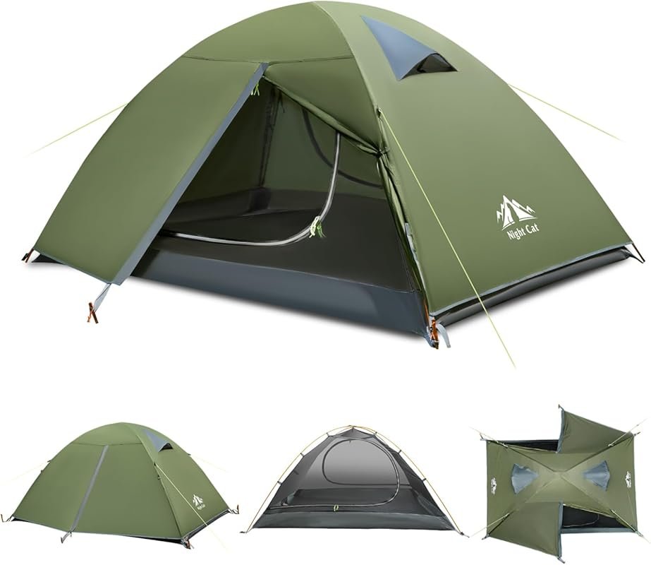 Night Cat 2-Person Backpacking Tent: Waterproof, lightweight camping t