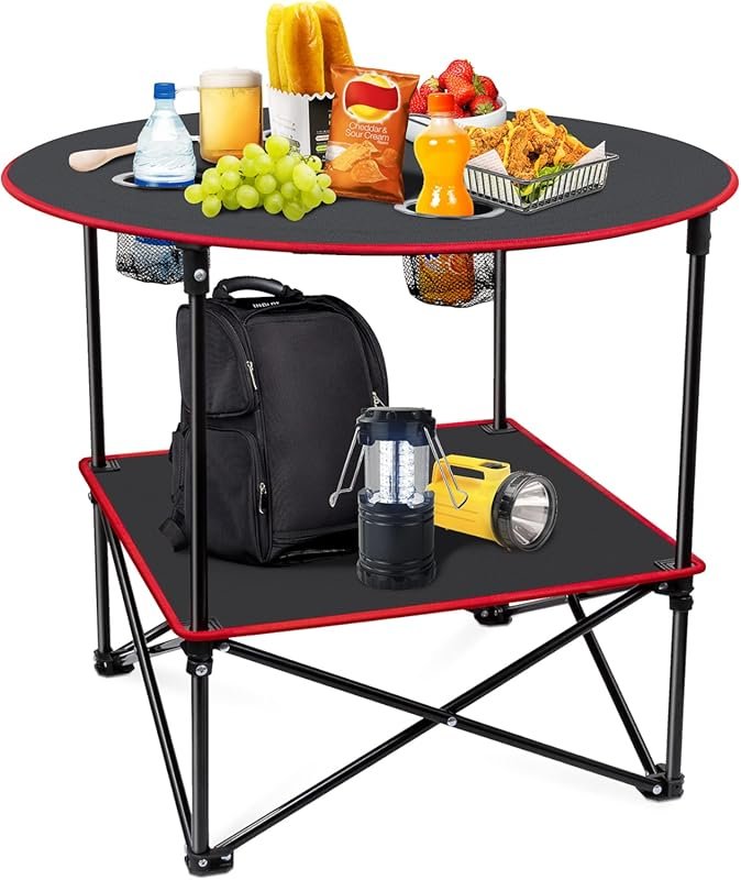 Lightweight Folding Picnic Table with Cup Holders: Waterproof Canvas B