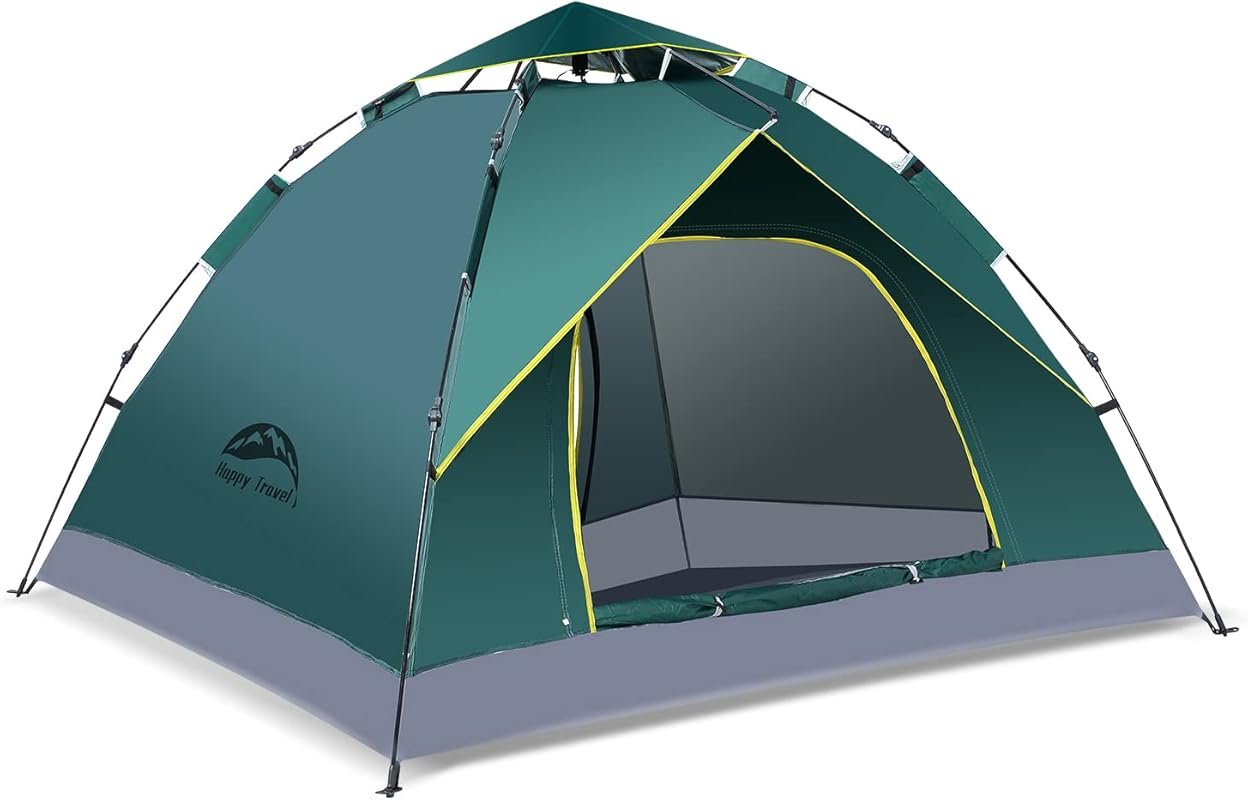 Happy Travel Instant Pop Up Camping Tent for 1-4 People: Waterproof, W
