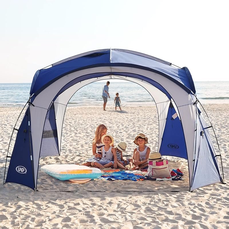 UNP Easy Pop Up Beach Tent Canopy: UPF50+ Sun Shelter with Side Wall f