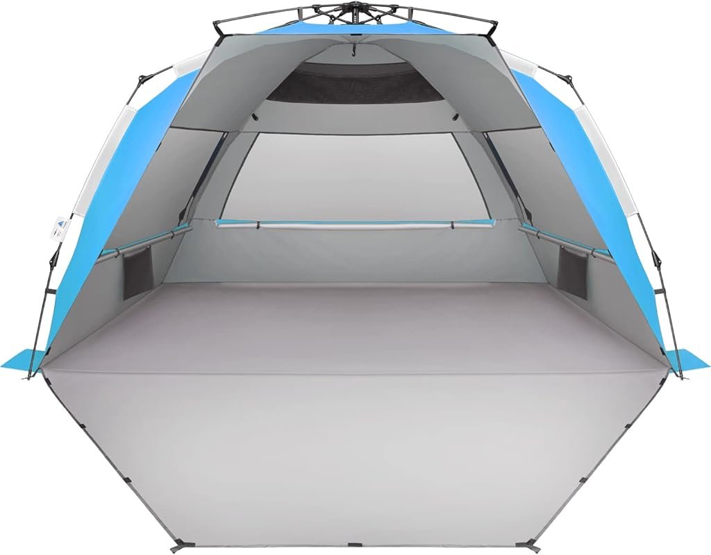 Oileus XX-Large Beach Tent: Portable Pop Up Sun Shelter for 5-6 People