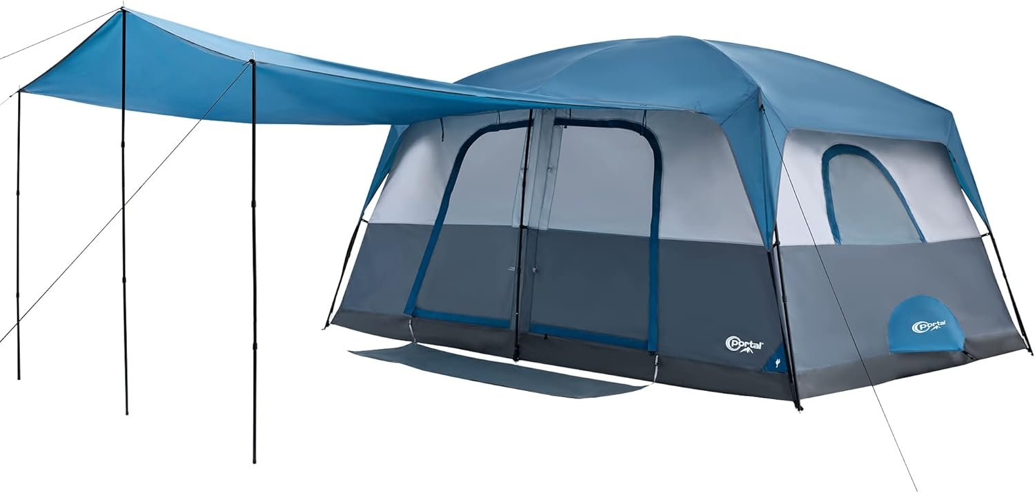 PORTAL 6/8/10 Person Family Camping Tent with Porch, Tall Height & Wat