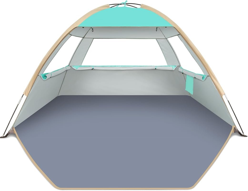 Gorich Lightweight Beach Tent: UPF 50+ UV Protection for 3-10 People, 