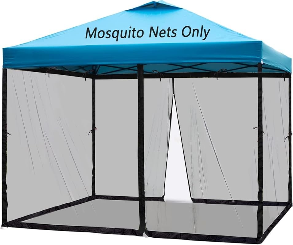10x10 ft Mosquito Netting for Canopy Tents: Double Door, Easy Install,