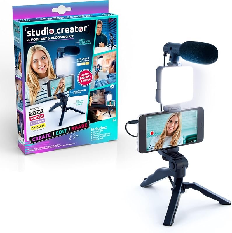 Canal Toys Studio Creator Podcast & Vlogging Kit: Fold-up Tripod, LED 