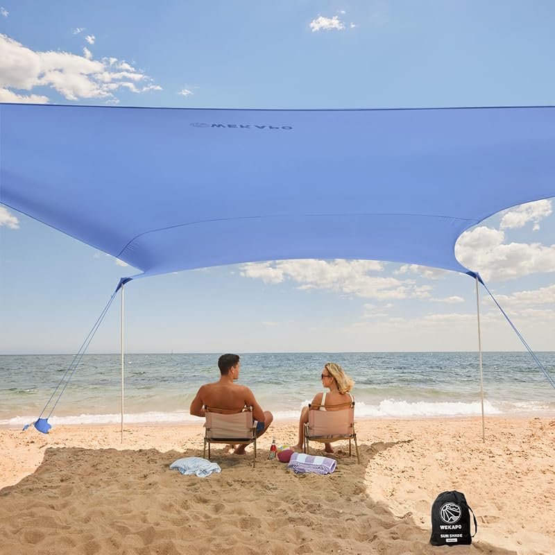 WEKAPO Easy Setup Beach Tent: Tall, Windproof Sun Shade with UPF 50+ P