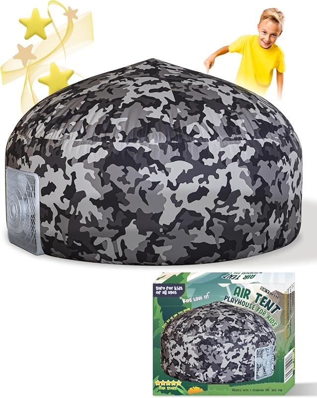 Skywin Air Tent for Kids: 30-Second Setup Giant Camo Playhouse