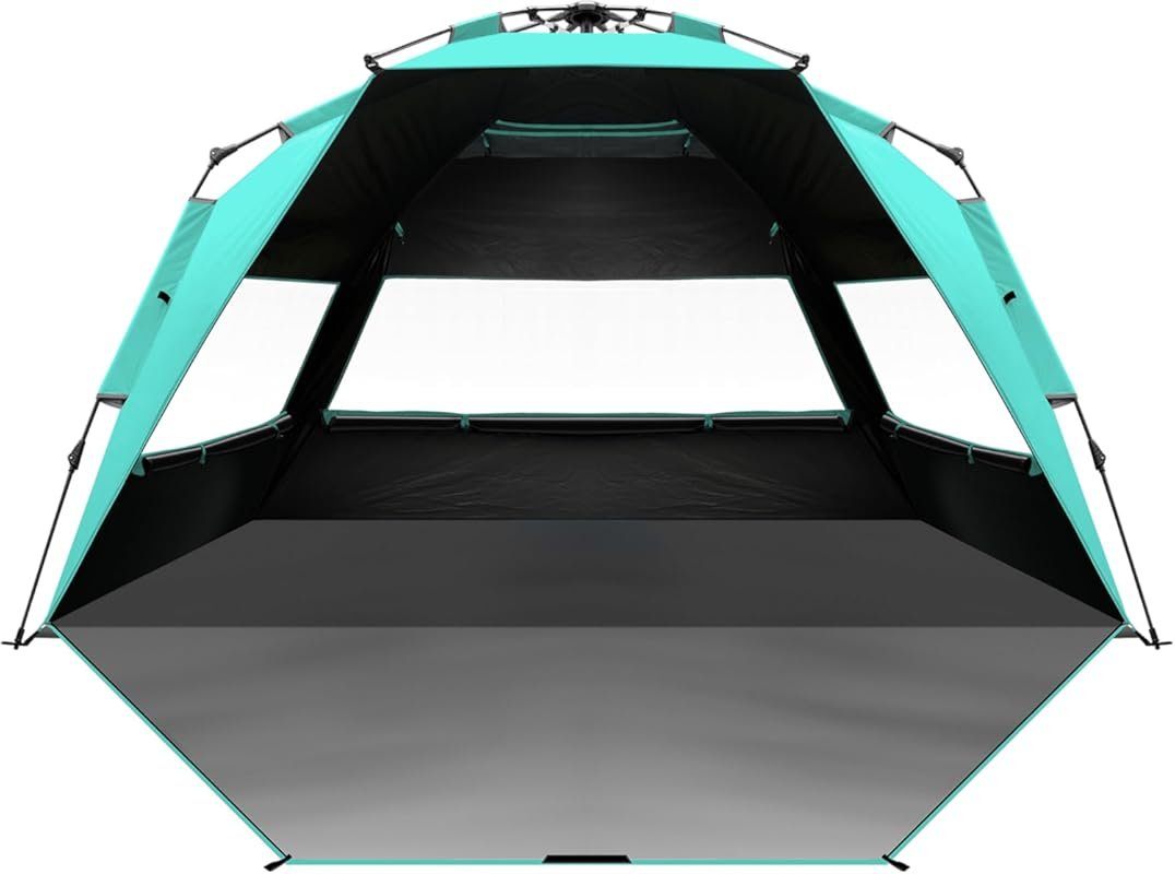 OutdoorMaster 4 Person Beach Tent with Blackout Shelter, Portable UPF 